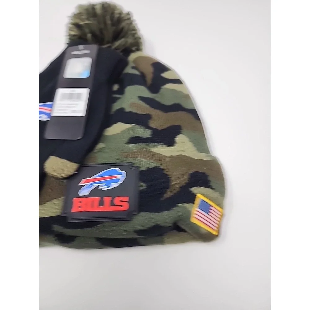 NFL Salute To Service Green Camo Beanie Hat & Gloves Set Buffalo Bills